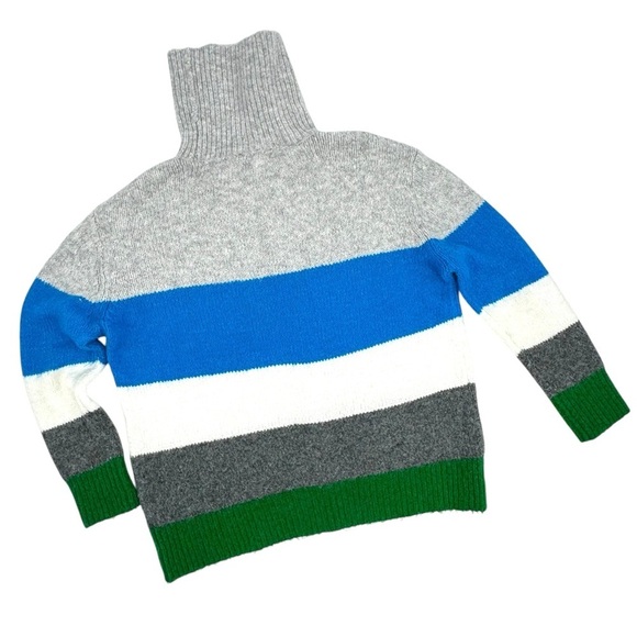 Vince Camuto Turtleneck Sweater Colorblock Stripes Gray Blue Green Cream | Small - Picture 4 of 8